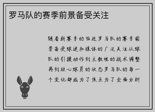 罗马队的赛季前景备受关注